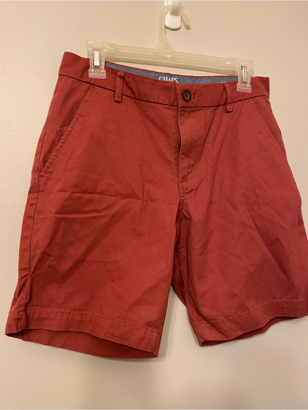 Chaps Men's Brick Red Flat-Front Chino Shorts